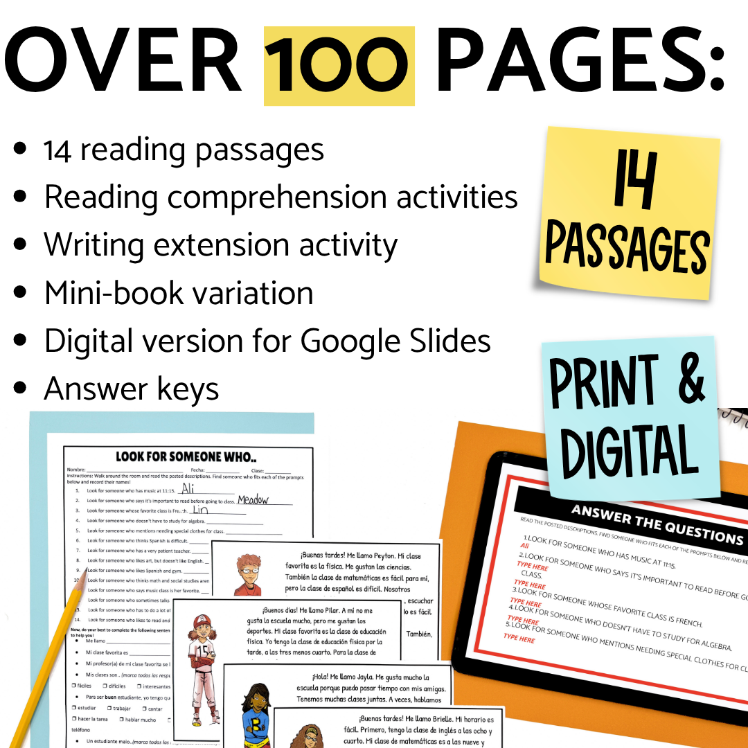 La Escuela Spanish School Schedule Reading and Activities with DIGITAL OPTION - Image 2