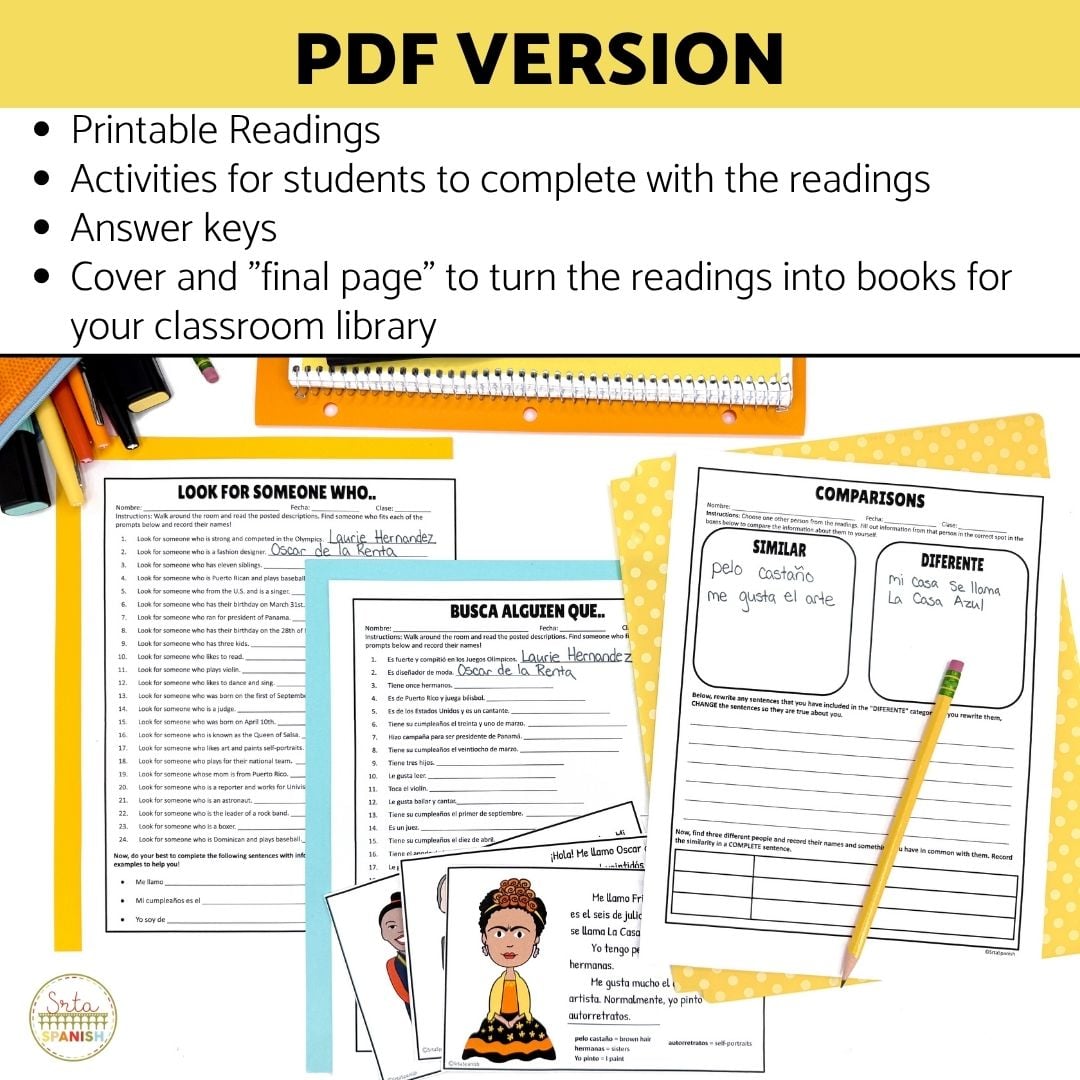 Spanish Reading Comprehension Passages Worksheets and Activities - Image 5