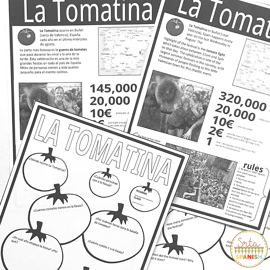 La Tomatina Activities and Lesson Plans for Spanish Class Srta Spanish