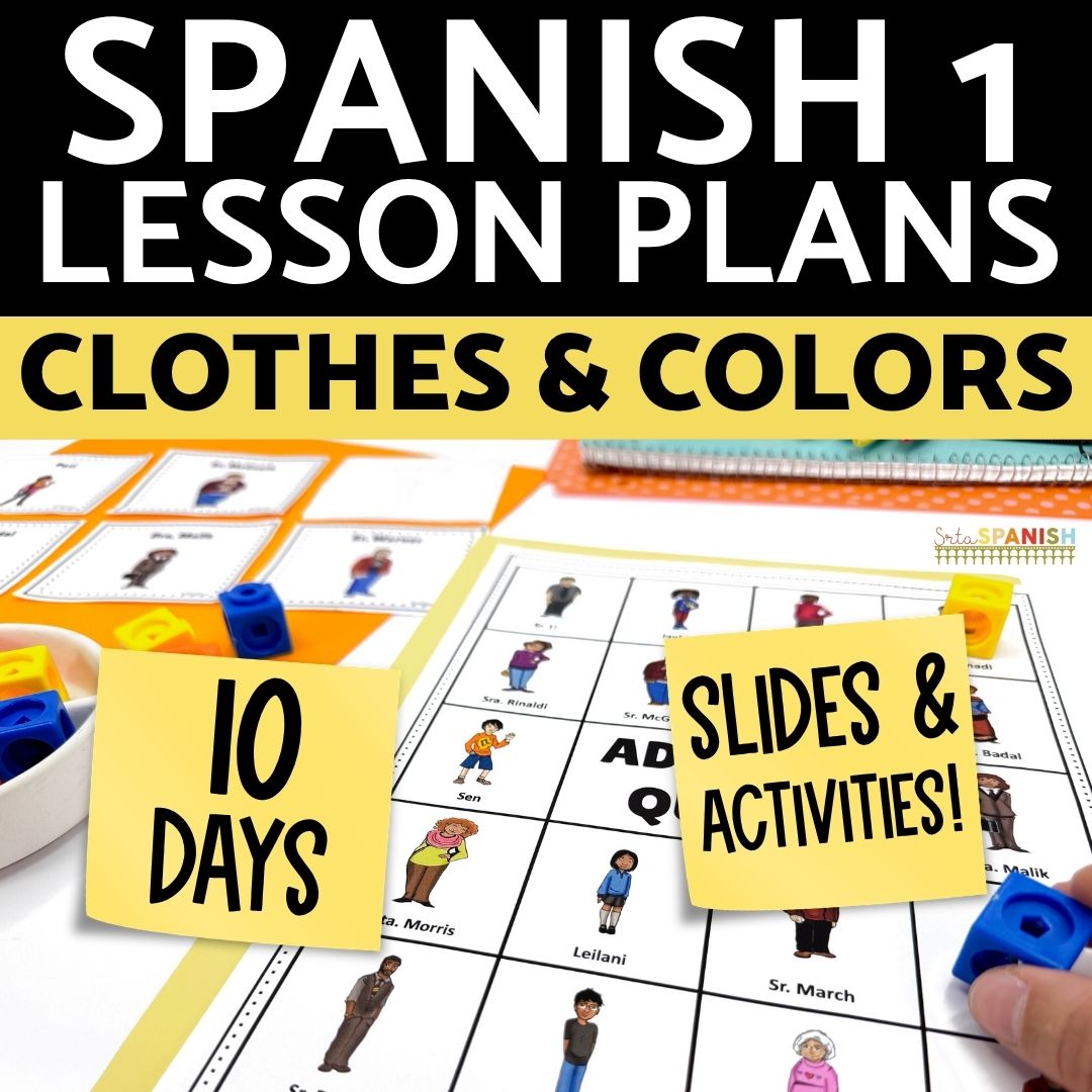 La Ropa los colores Unit Plan Colors & Adjectives in Spanish Clothes Vocabulary