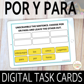 Por y Para Boom Cards | Digital Task Cards in Spanish