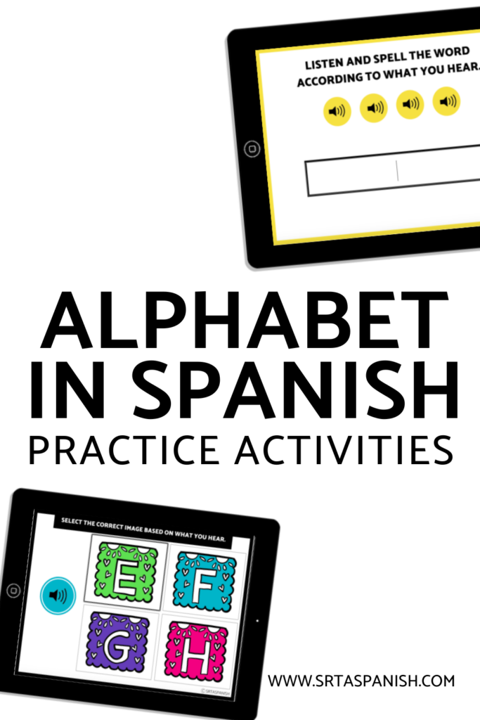 two examples of practice activities to learn the alphabet in spanish