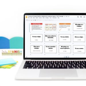 Image shows digital clue cards for one of the ir a infinitive games for Spanish class