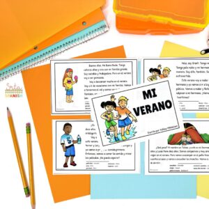 The image shows short reading passages in comprehensible Spanish to reinforce ir a infinitive with comprehension worksheets