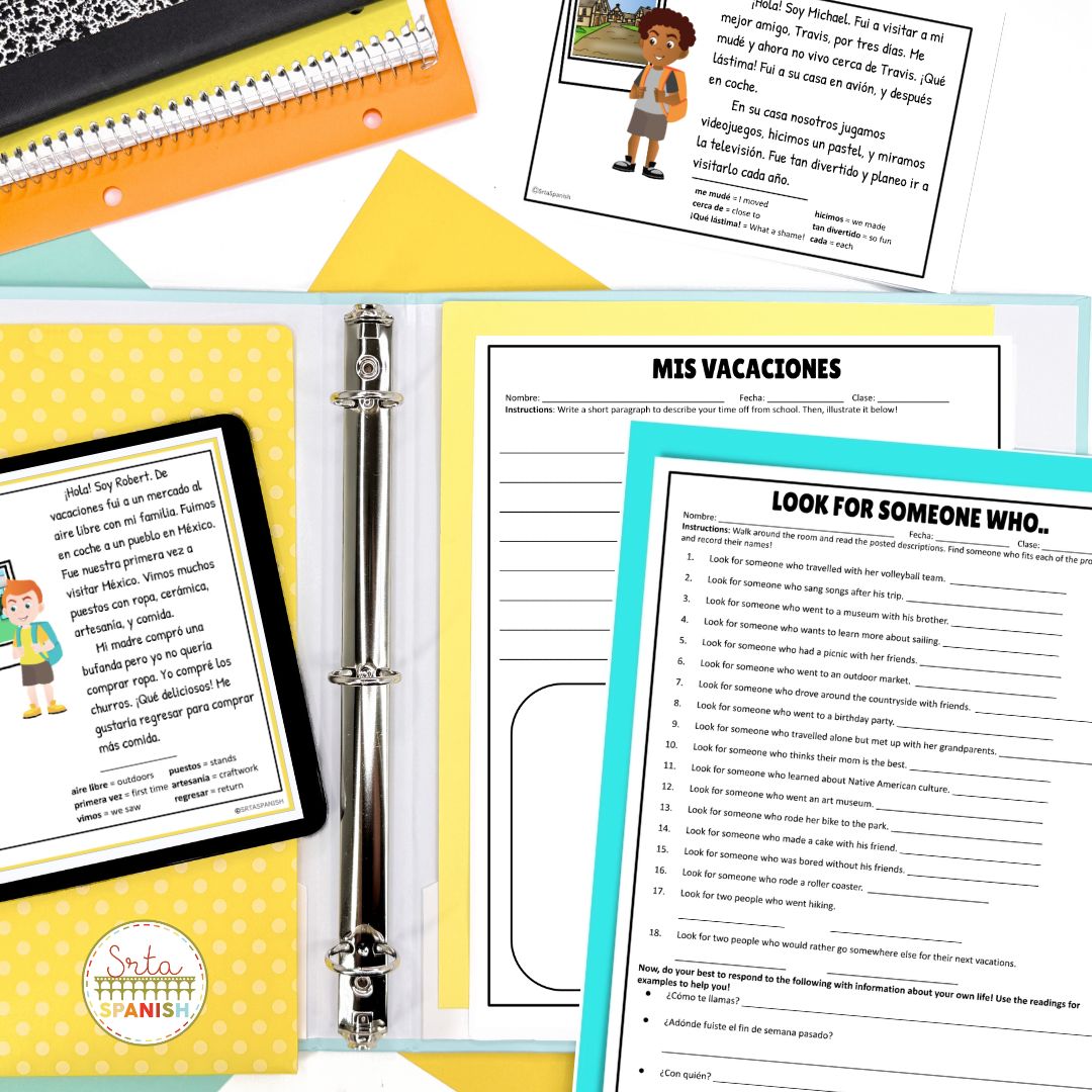 Mis Vacaciones Spanish Preterite Reading Comprehension Passages - Srta ...