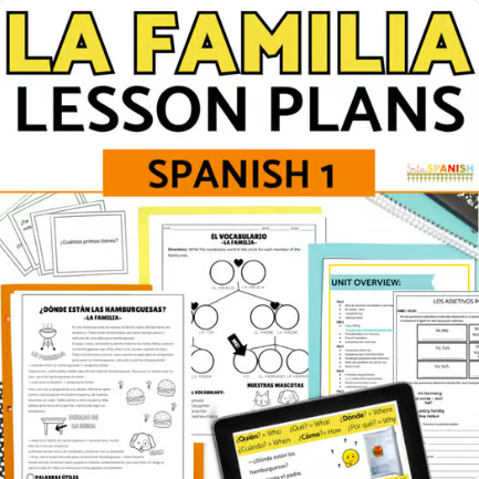 Download this full unit plan for teaching family members in Spanish class!
