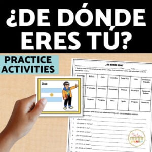De dónde eres El Verbo Ser Nationalities in Spanish Speaking Countries Worksheet