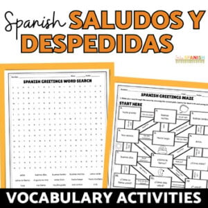 Los Saludos Greetings in Spanish Worksheets Back to School Activities 2 Review