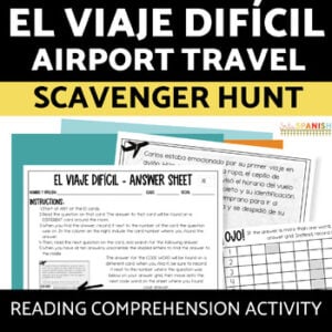Comprehension Worksheets Spanish Airport Travel Vocabulary Lectura en español