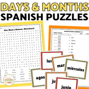Days of the Week & Months in Spanish Worksheets 1-31 Numbers Spanish Calendar