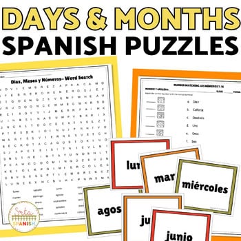 Days of the Week & Months in Spanish Worksheets 1-31 Numbers Spanish Calendar