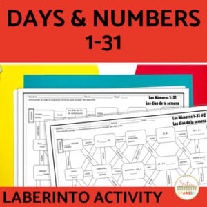 Los Números en Español Numbers in Spanish 1-31 Los Días de la Semana Resource