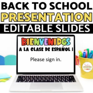 Welcome Back to School Sign In Sheet Spanish Meet the Teacher Editable Slideshow