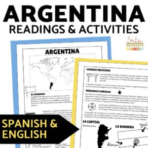 Argentina Spanish and English Readings and Comprehension Activities