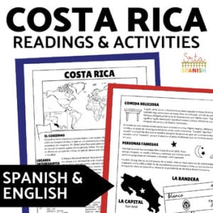 Costa Rica English & Spanish Reading 10th 11th 12th Grade Spanish Culture Class