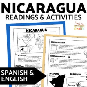 Nicaragua Spanish & English Reading Comprehension Questions Activities Sub Plan