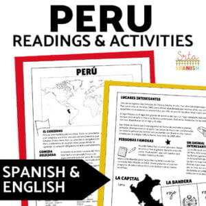 Peru English & Spanish Passages 10th 11th 12th Grade Spanish Culture Sub Plans