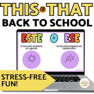 Back to School Regreso a la escuela First Day of School Activities Spanish Class