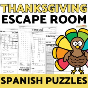 Día de Acción de Gracias Actividades Spanish Thanksgiving Crossword Word Search