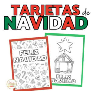 Spanish Christmas Card to Color Holiday Card Template Actividades de Navidad