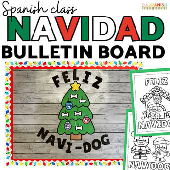Feliz Navidad Merry Christmas Coloring Pages Bulletin Board Spanish Letters Kit