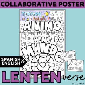 Lent Bulletin Board Collaborative Coloring Page & Reflection Worksheets Cuaresma