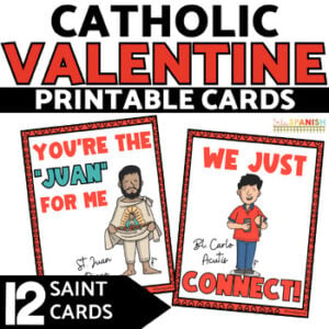 Catholic Valentine's Day Color & BW Fun Card Activities for Saints Celebration