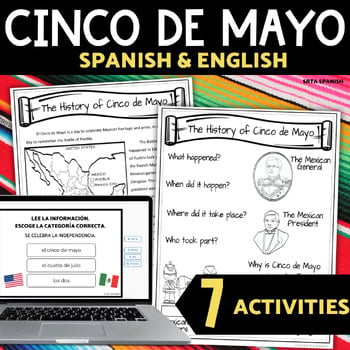 El Cinco de Mayo en Español Spanish Class Actividades Reading Passage & Lessons
