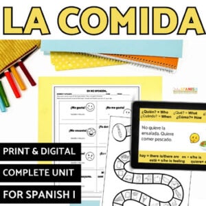 La Comida Gustar Comer y Beber Spanish 1 Unit Lesson Plans & Daily Slides