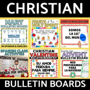 Christian Bulletin Board Classroom Decor for Spanish Class Catholic Schools
