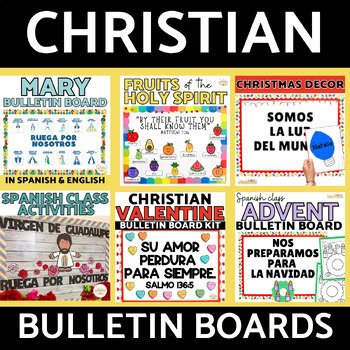 Christian Bulletin Board Classroom Decor for Spanish Class Catholic Schools