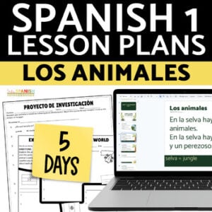 Los animales Animals in Spanish 1 Unit Lesson Plans & Daily Slides