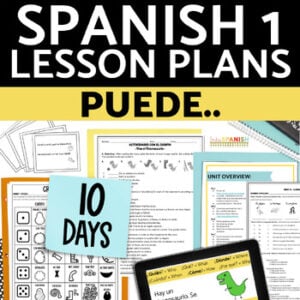 Puede.. High Frequency Verbs Spanish 1 Unit Lessons Worksheets & Daily Slides