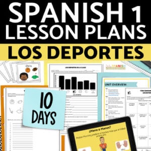 Jugar y los deportes Sports in Spanish 1 Unit Lessons Worksheets & Daily Slides