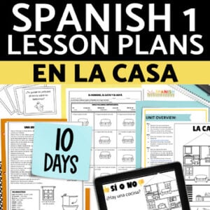 En la Casa House Vocabulary in Spanish 1 Unit Lessons Worksheets & Daily Slides