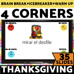 Spanish 1 Thanksgiving en Español Game Día de Acción de Gracias Actividad
