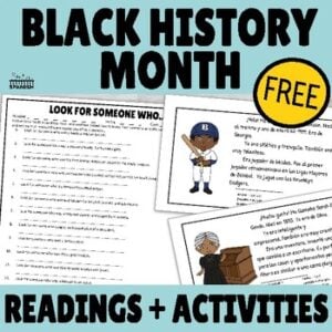 Black History Month Printable Spanish Readings & Activity or Bulletin Board FREE