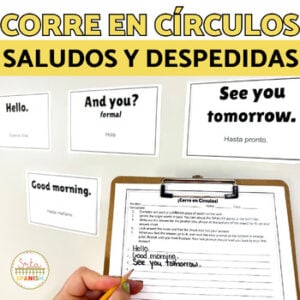 Greetings in Spanish Worksheet Game Los Saludos y Despedidas ¡Corre en Círculos!