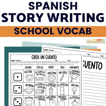 Spanish School Vocabulary Writing Activity Roll a Story En La Escuela Sub Plan