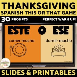 Would You Rather Thanksgiving in Spanish Día de Acción de Gracias Actividades
