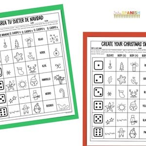 Image shows handouts for the ugly Christmas sweater drawing game